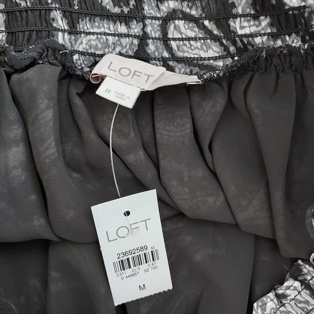 Loft Off The Shoulder Paisley Ruffled Velvet Trim Sleeve Top Size Medium NWT - Picture 6 of 10